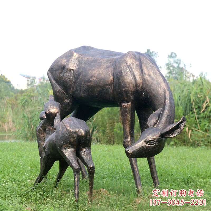 母子鹿铜雕