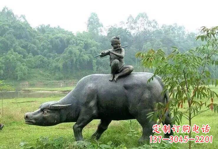 牧童牛铜雕