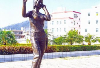 美女打电话广场景观铜雕
