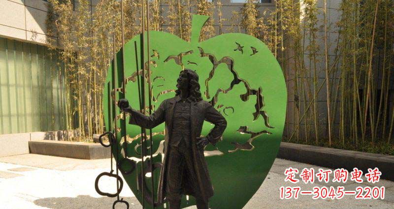苹果/牛顿/西方/名人/铜雕-拿着苹果的牛顿西方名人铜雕 苹果/牛顿/西方/名人/铜雕-拿着苹果的牛顿西方名人铜雕
