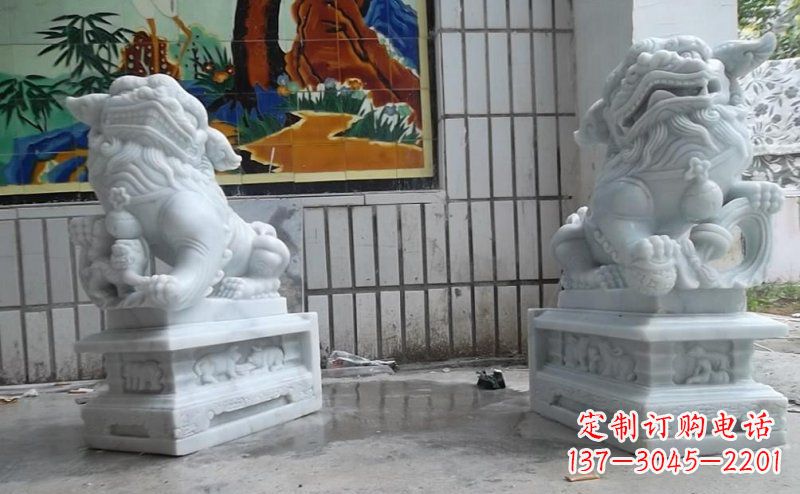 南狮汉白玉狮子石雕
