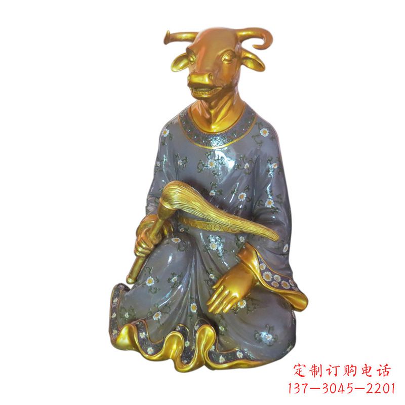 牛-玻璃钢彩绘生肖雕塑
