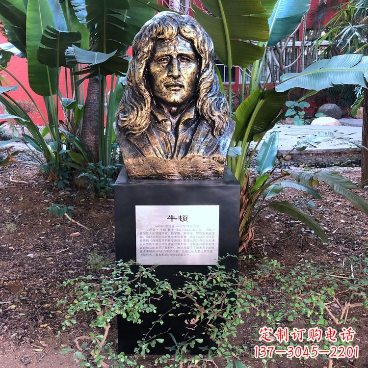 牛顿纯铜头像雕塑
