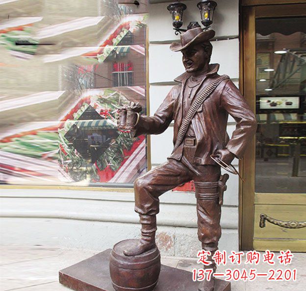 牛仔西方人物铜雕