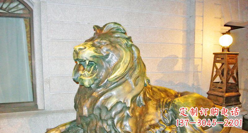 趴着的西洋狮铸铜狮子铜雕
