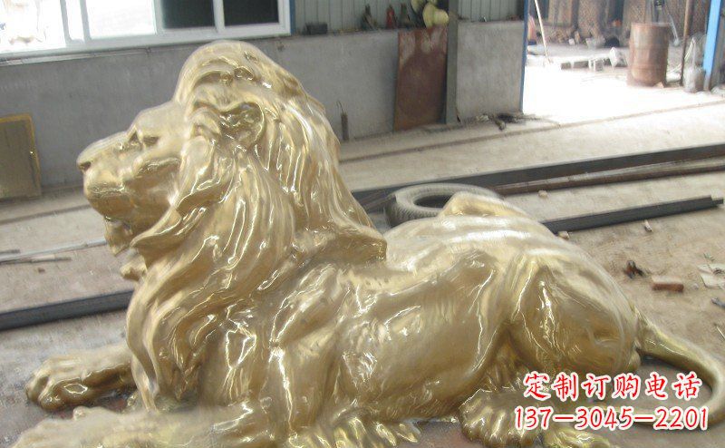 趴着的西洋狮子铜雕 (4)