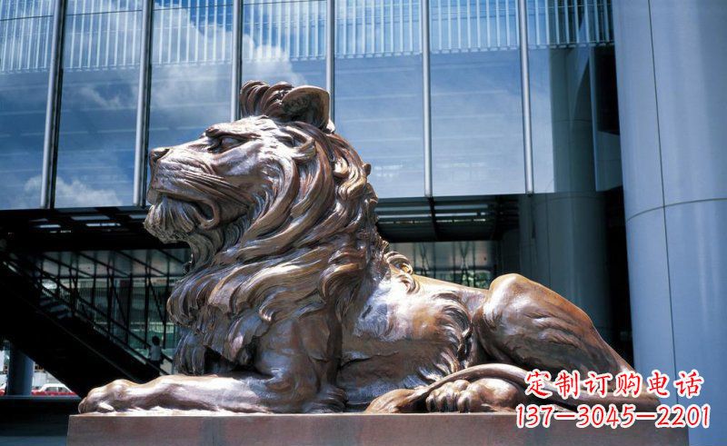 趴着西洋狮汇丰狮铜雕
