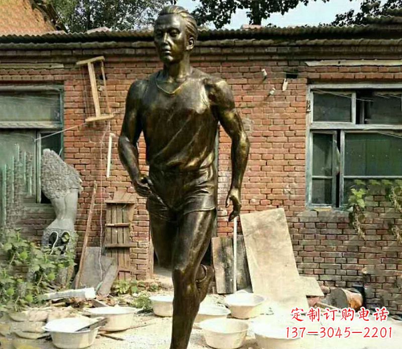 跑步的公园运动人物铜雕