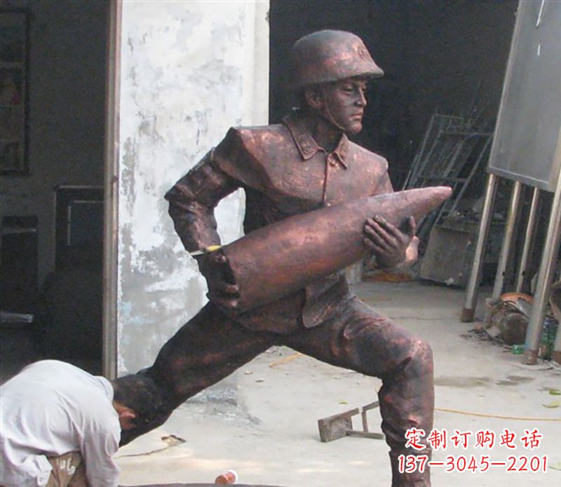 炮弹战士人物铜雕