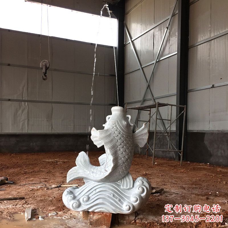 喷水鲤鱼汉白玉石雕 喷水鲤鱼汉白玉石雕