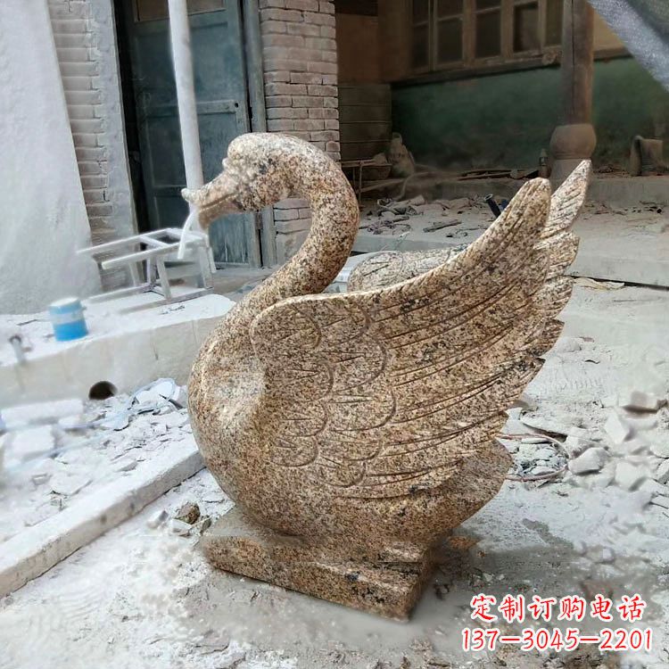 喷水天鹅花岗岩石雕