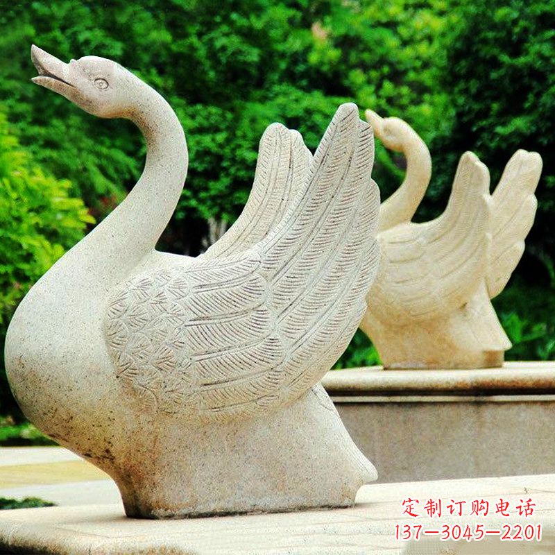 喷水天鹅砂岩雕塑