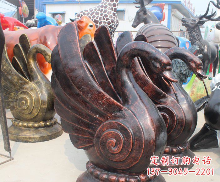 喷水天鹅动物铜雕