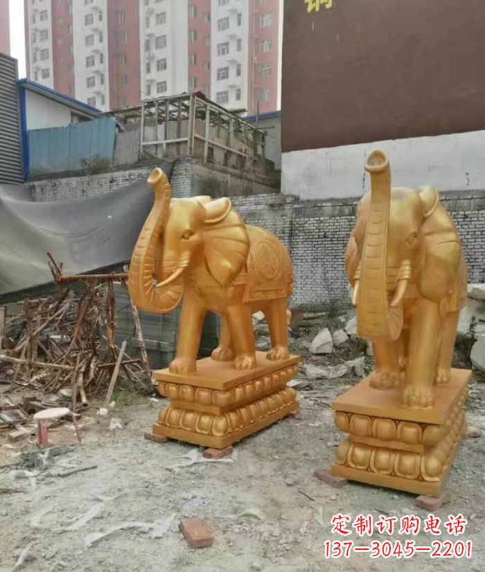 喷水招财大象铜雕