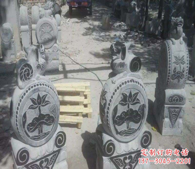 貔貅抱鼓石招财石门墩石雕
