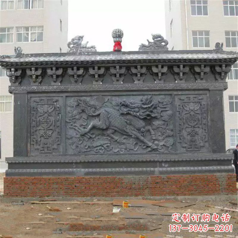 辟邪麒麟庭院风水影壁石雕