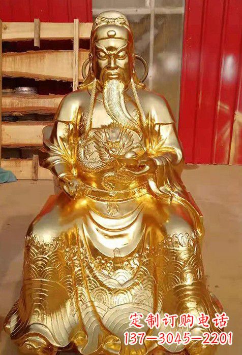 漆金关公神像雕塑