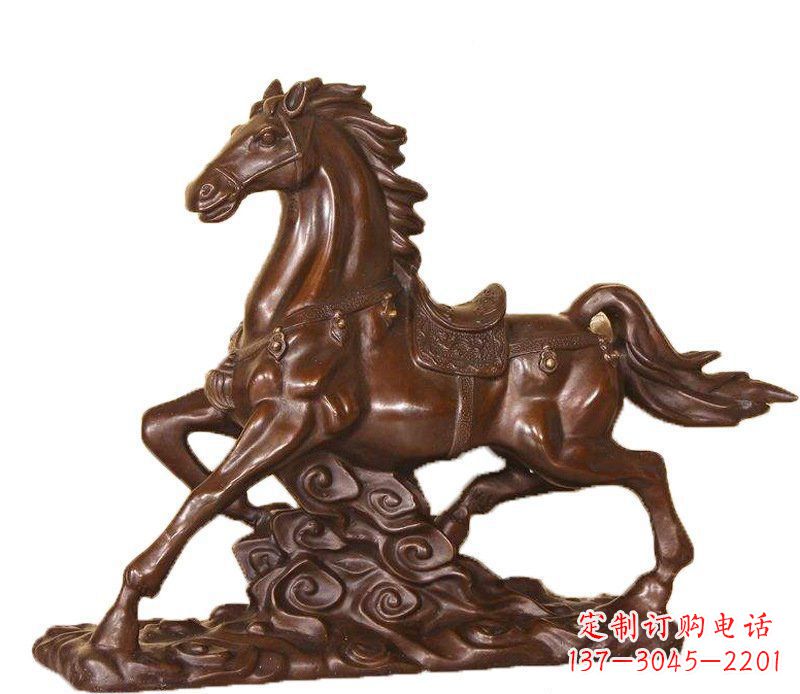 企业办公招财动物马玻璃钢仿铜摆件
