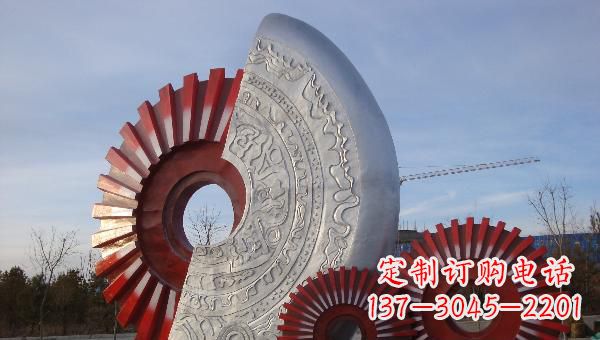 企业不锈钢抽象齿轮雕塑