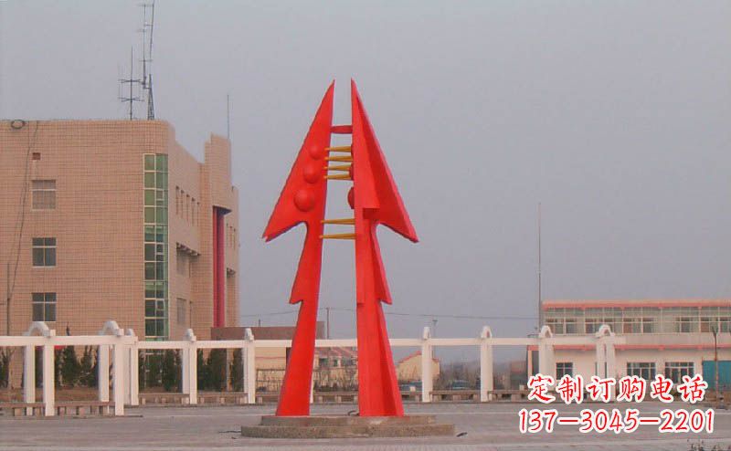 企业不锈钢抽象箭头雕塑
