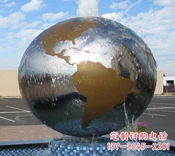 企业不锈钢地球喷泉雕塑 企业不锈钢地球喷泉雕塑