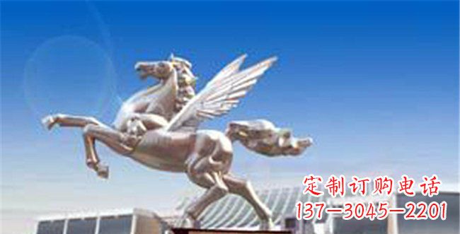 企业不锈钢飞马腾飞雕塑