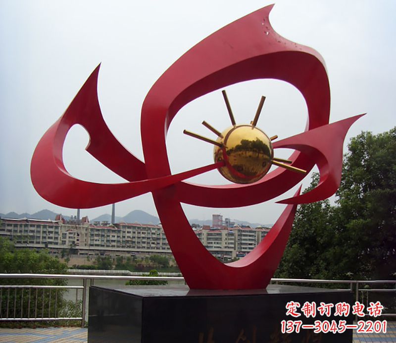 企业不锈钢共创辉煌雕塑