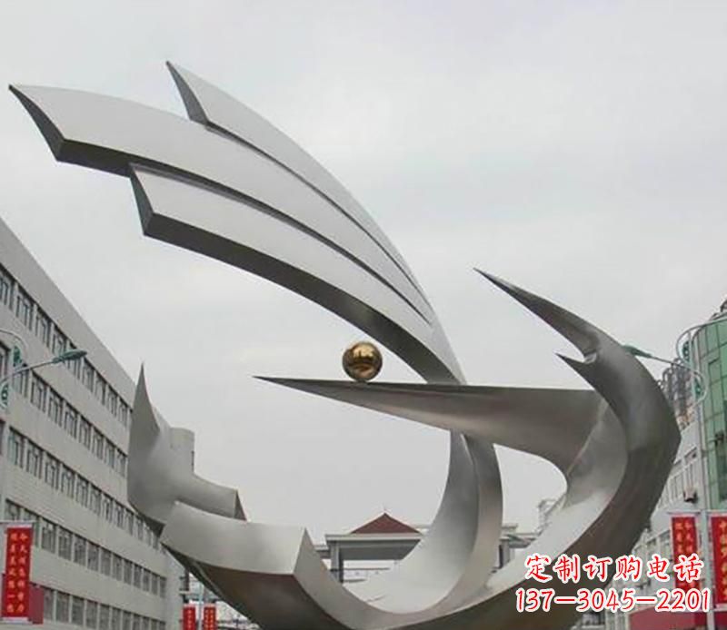 企业不锈钢海浪造型雕塑
