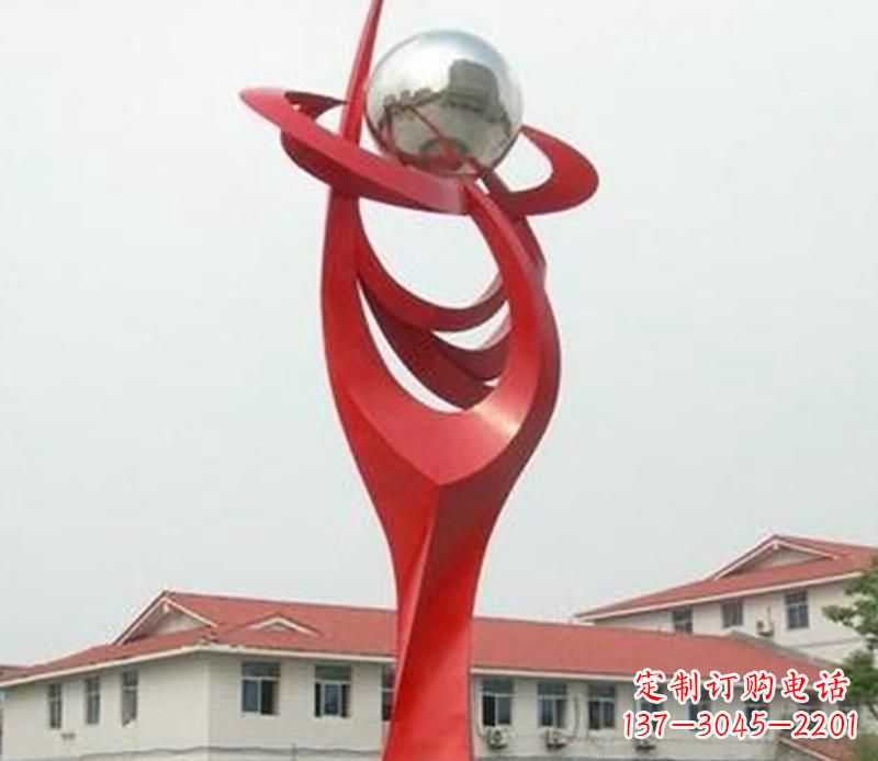 企业不锈钢手托之球抽象雕塑