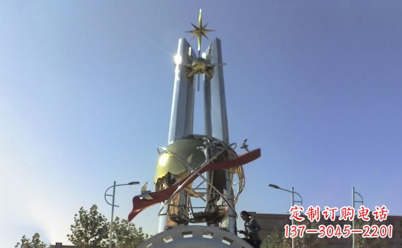 企业不锈钢未来之星雕塑