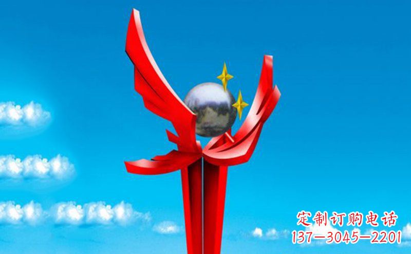 企业不锈钢拥抱未来雕塑