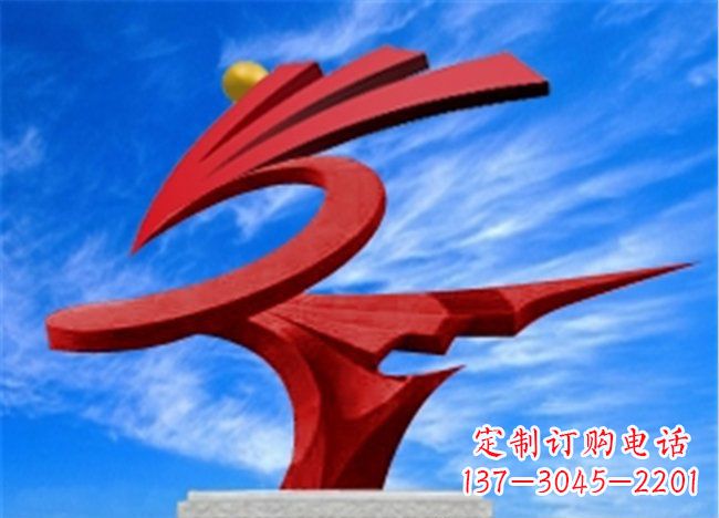 企业不锈钢展翅抽象雕塑 (2)