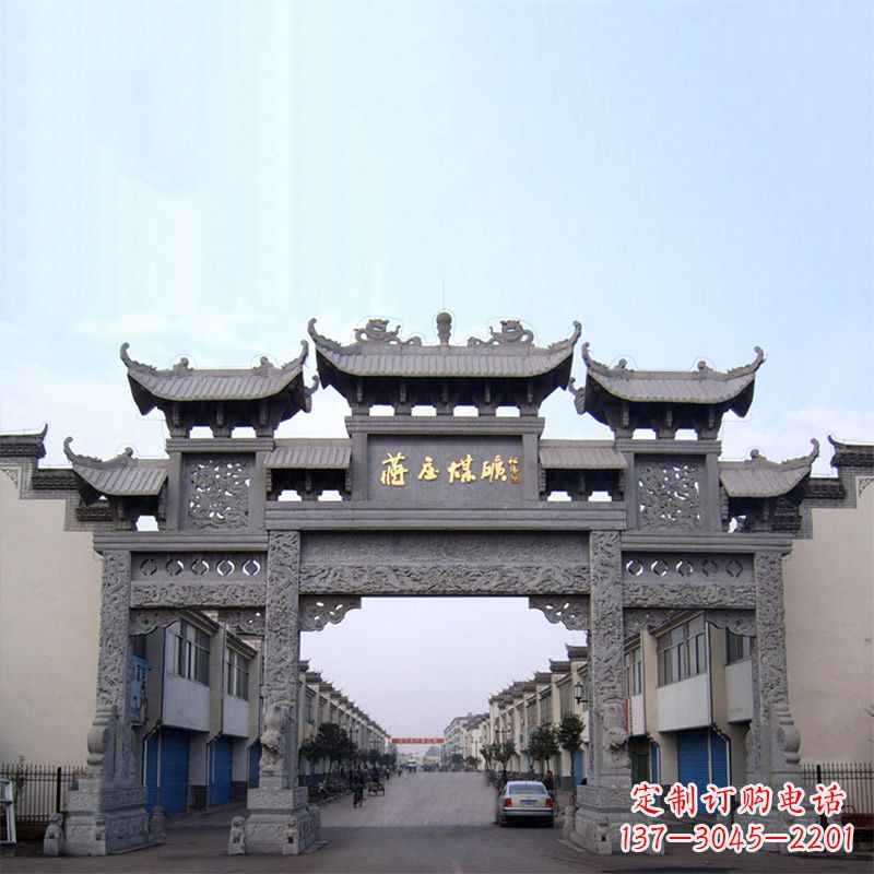 企业仿古石雕牌楼