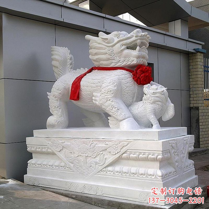 企业公司看门麒麟石雕