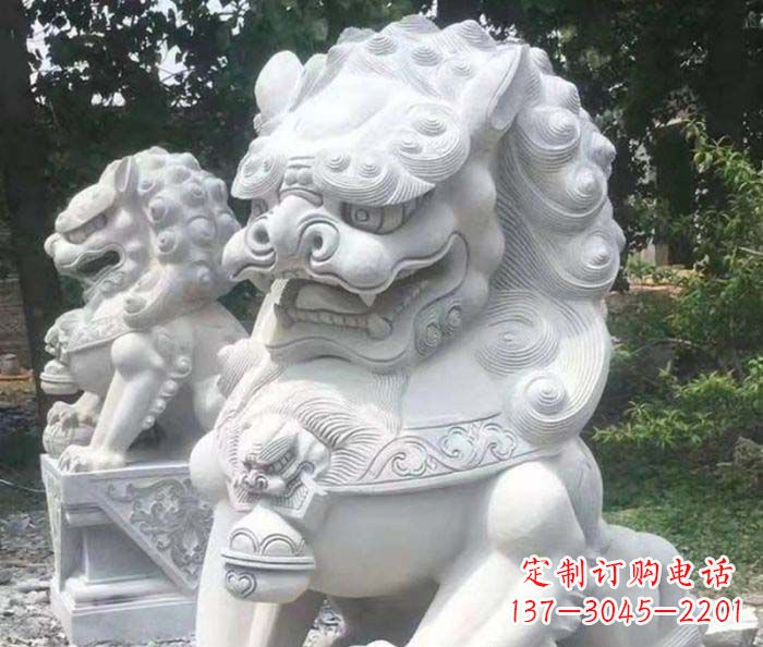 企业景观大理石狮子石雕 (4)