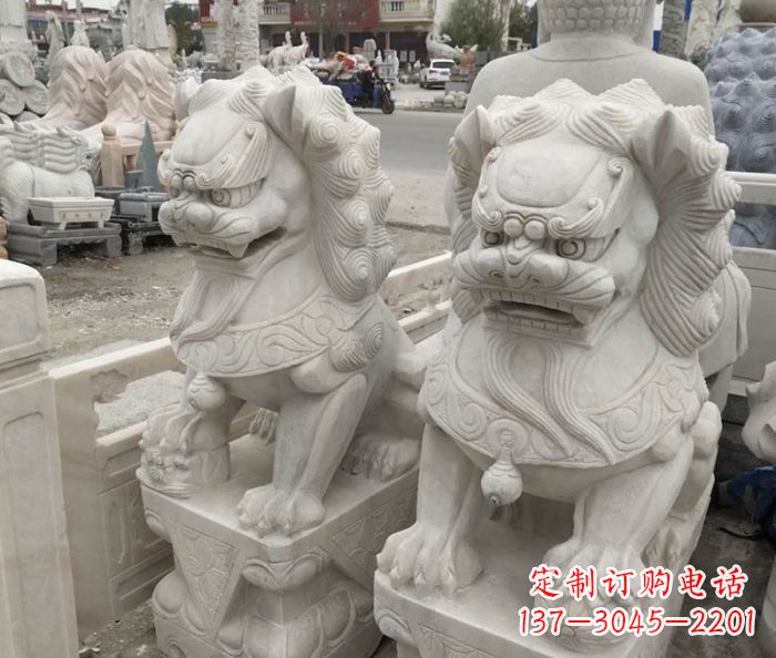 企业景观大理石狮子石雕 (6)