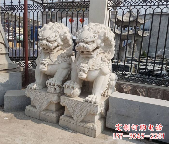 企业景观大理石狮子石雕 (11)