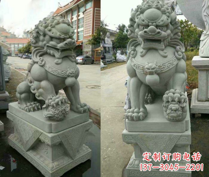 企业景观大理石狮子石雕 (12)