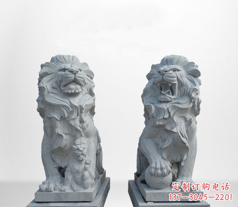 企业门口欧式石狮