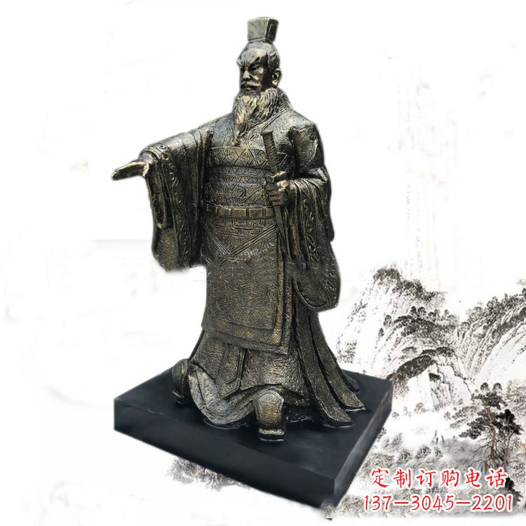 秦始皇玻璃钢仿铜雕塑