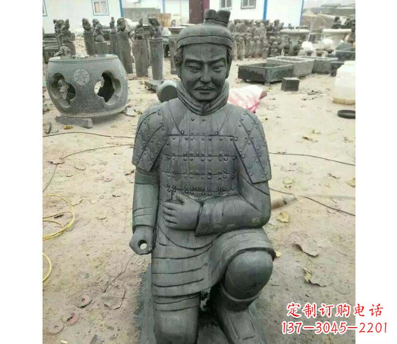 青石仿古兵马俑雕塑