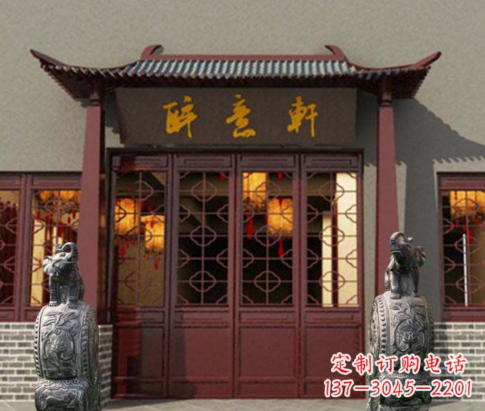 青石仿古大象门口镇宅招财抱鼓石门墩石雕