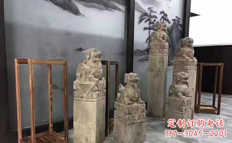 青石仿古神兽拴马桩雕塑驮庭院园林景观石雕