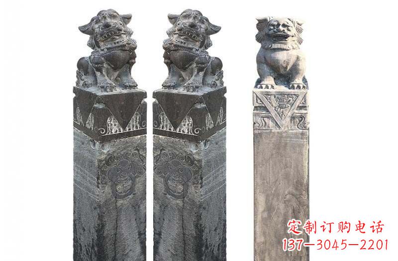 青石仿古狮子拴马桩