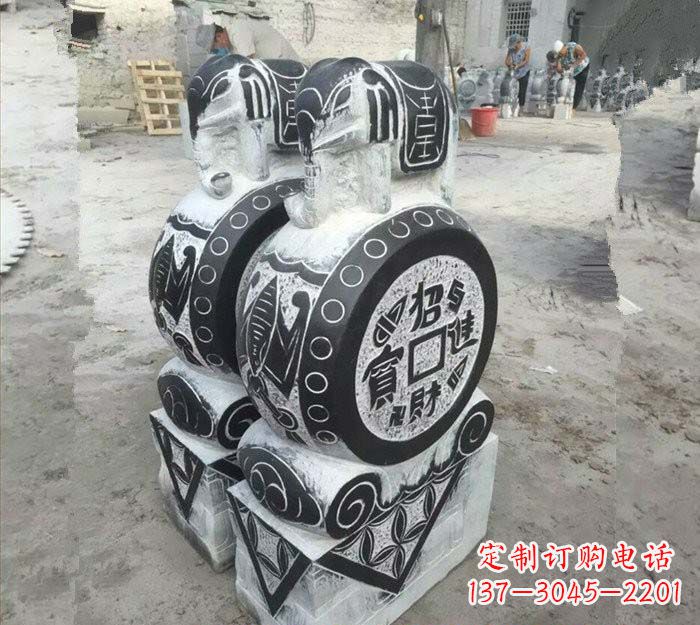 青石仿古招财进宝大象门墩