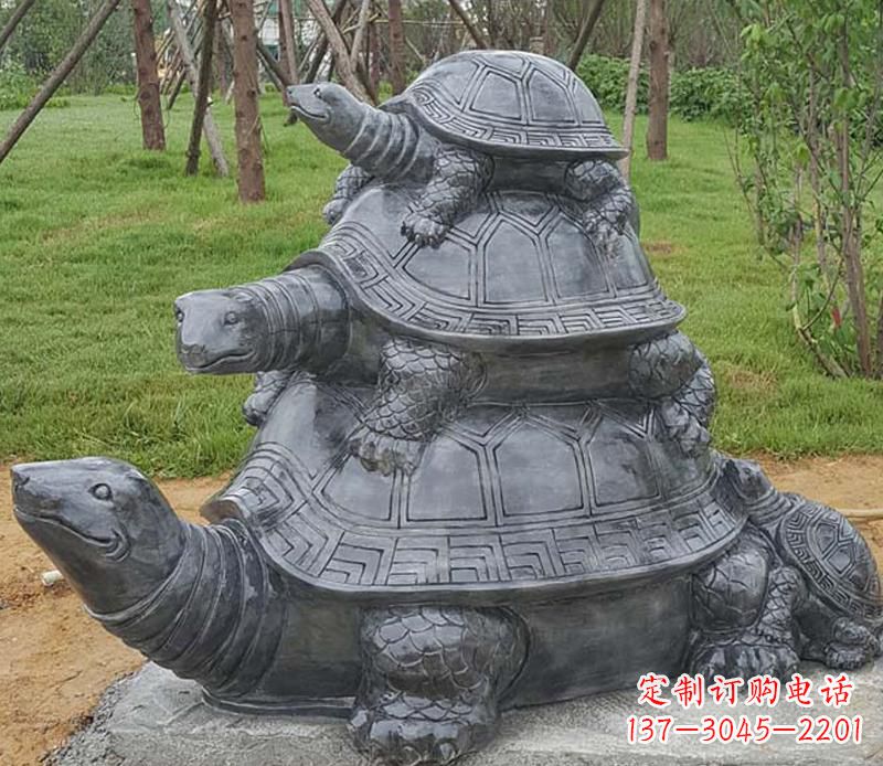 青石海龟母子雕塑