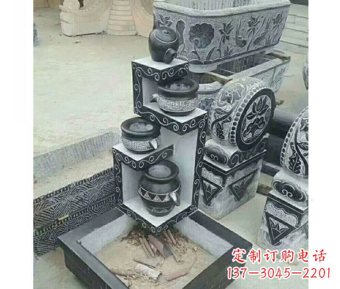 青石流水的罐子石钵庭院流水摆件石雕