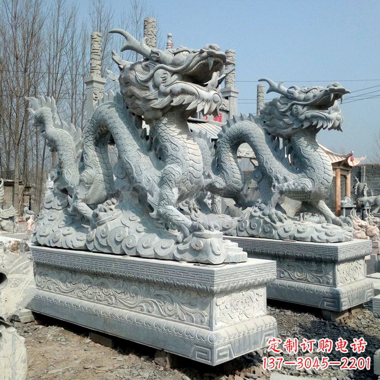 青石龙雕塑(一对)