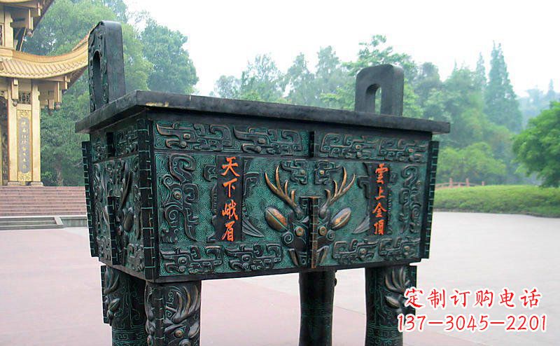 青铜方鼎寺庙雕塑