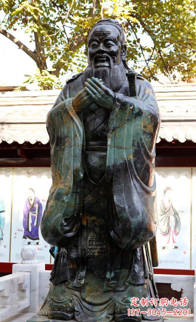 青铜孔子行教像雕塑
